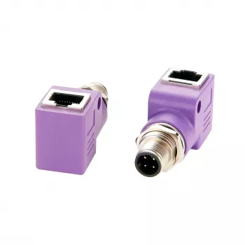 EXSYS EX-49522 M12 D-Code 4-Pin Plug to RJ45 Socket 90° Angled Industrial Ethernet Adapter