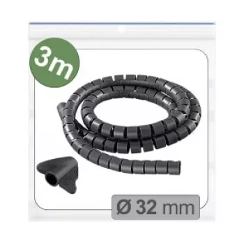 Quadrios 25CA740 Braided Cable Sleeve, Expandable PET, Black, 3 m, for 25-32 mm Bundles