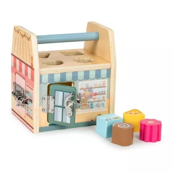 Gerardo's Toys Wooden Activity House with Locks for Toddlers from 18 Months