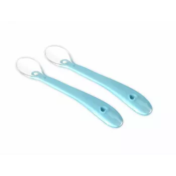 Kidsme Baby Spoons, 2-Pack, Aquamarine, Food-Safe Silicone, 4m+