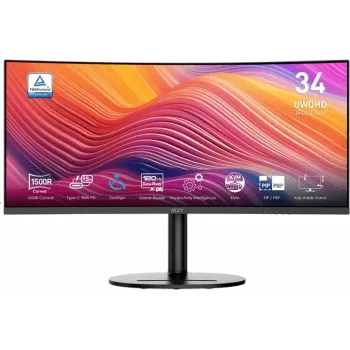 MSI Modern MD342CQPDE 34 inch UWQHD 120Hz Curved Business Monitor with USB-C 98W PD, KVM Switch and Built-in Speakers