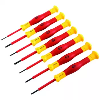 C.K Tools VDE Insulated Screwdriver Set, 7-Piece, Slotted and Phillips, T4897