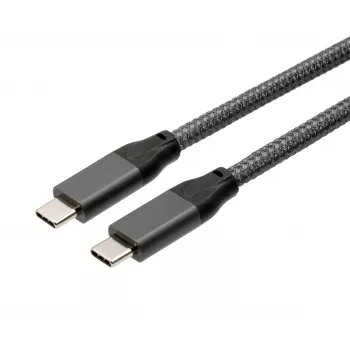 EXSYS EX-K1596-1.0 USB-C to USB-C Cable, USB 3.2 Gen 2x2, 20 Gbps, 100W PD, Braided Grey, 1.0m