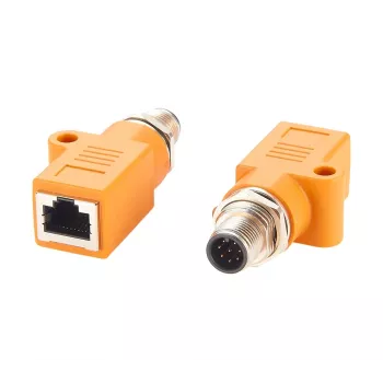EXSYS M12 A-Coded 8-Pin Plug to RJ45 Female Shielded Adapter, IP67, Gigabit, PoE EX-49500