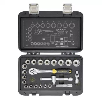 C.K Tools Reversible Ratchet Socket Set Metric, 23-Piece, 3/8