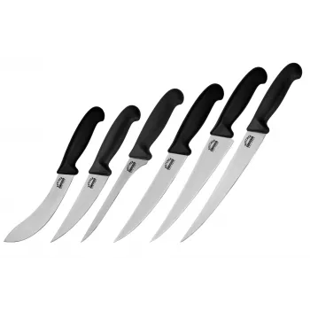 SAMURA SBU-0260 Butcher 6-Piece Knife Set with Honing Steel and Roll Bag