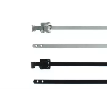 HellermannTyton MLT24SSC10 Releasable Stainless Steel Cable Tie, Polyester Coated, Black, 610 x 7.9 mm, 50 pcs 111-00149