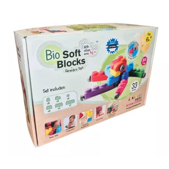 Gerardo's Toys Soft Building Blocks with Wheels, 33 Pieces (25 Blocks + 8 Wheel Parts)