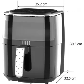 QUIN 4.5L digital hot air fryer, 1500W, 80-200°C, 60-Min timer, 8 presets, black