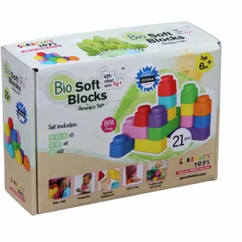 Gerardo's Toys GT3104 Soft Building Blocks Set, 21 Pieces, EVA Foam, Multi-Coloured, for Children from 6 Months