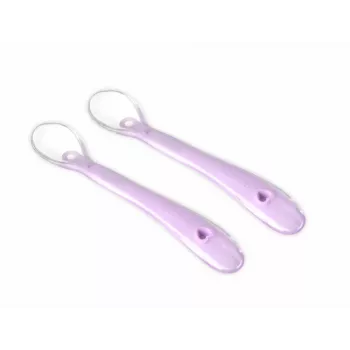 Kidsme Baby Weaning Spoon, 2-Pack, Lavender, Food-Grade Silicone, from 4 Months