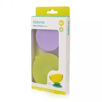 KIDSME Stay-in-Place Suction Mat for Bowls, Bottles and Cups, 2-Pack, Lime & Lavender
