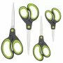 Rapesco Soft Grip Scissors Set, 4 Pieces, Stainless Steel Blades, Ergonomic Handles, 21cm/17cm/13cm/9cm, Black/Grey 1576