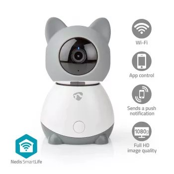 Nedis WIFICI30CGY Indoor Wireless IP Surveillance Camera – 720p HD, Night Vision, Two-Way Audio