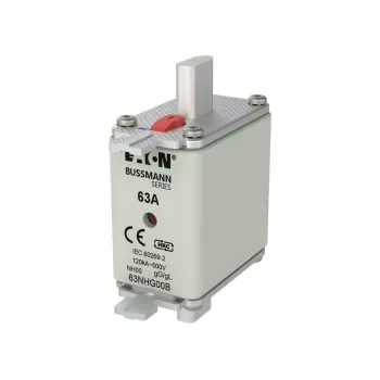 Eaton 63NHG00B NH Fuse Link 63 A 500 V AC gG Size 00 with Mechanical Indicator (3-Pack)