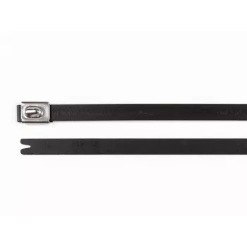 HellermannTyton 111-00294 MBT8HFC-SS316/SP-BK Stainless Steel Cable Tie, 201 mm x 7.9 mm, Black, Ball Lock, UV-Stabilised