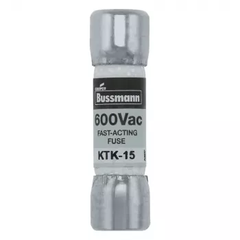 Eaton KTK-15 cartridge fuse, 15 A, 600 V AC/DC, ultra-fast, 10 mm x 38 mm, 10-pack