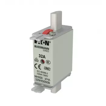 Eaton 32NHG000B NH fuse link with mechanical indicator, 32 A, 500 V AC, size 000, gG, 3-pack