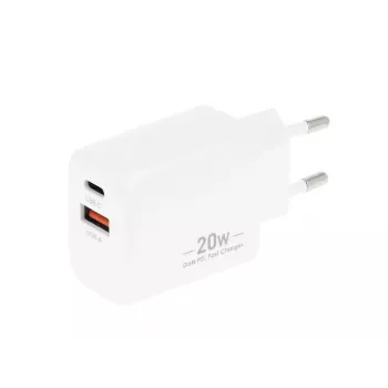 MOVANO GaN 20W USB-C PD + USB-A charger (white)