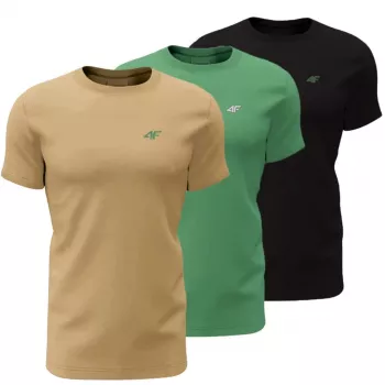 4F Men's T-Shirt 3-Pack M4481 Beige, Green, Black 4FWSS26TTSHM4481 92S 2XL
