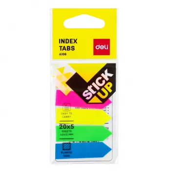DELI Stick Up Index Flags PP 50x12 mm 100 Sheets Assorted Colours (D338199)
