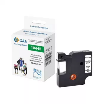 G&G Rhino 21680 Compatible Label Tape 19 mm Black on White for Dymo Rhino