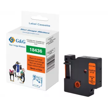 G&G RL-D-Vi-18436 Vinyl Label Tape 19mm x 5.5m Orange with Black Print RL-D-Vi-18436-BK/OR-19MM*5.5M