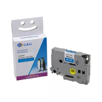 G&G BB-B-G-535 Label Tape Cartridge Compatible with Brother TZe-535, Blue/White, 12mm x 8m