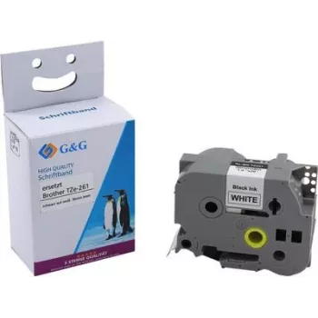 G&G Compatible Brother TZe-261 Black on White 36mm Laminated Label Tape 14975