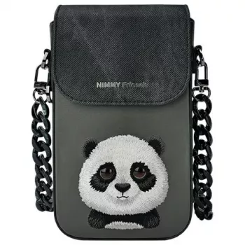 Nimmy Big Eyed Pet 2.0 Panda Crossbody Phone Bag - Black PU Leather