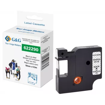 G&G Polyester Label Tape Cartridge Transparent 19 mm x 5.5 m Black Print for Dymo Rhino RL-D-Po-622290-BK/CL-19MM*5.5M