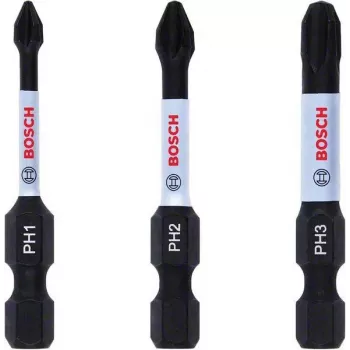 Bosch 2608522491 Phillips PH2 Bit Set, 3 Pieces, 25 mm, 1/4 inch Hex Shank
