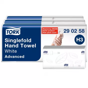 Tork Advanced H3 Z-Fold Hand Towels 2-Ply White (290258) – 3750 Hand Towels