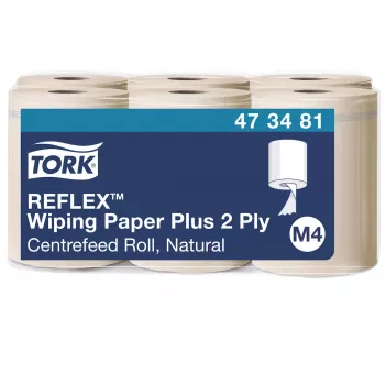 Tork Reflex Advanced M4 Centrefeed Wiping Paper Rolls, 2-Ply, Natural, 429 Sheets, 6 Rolls 473481