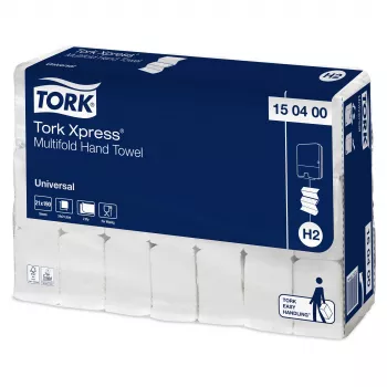Tork Xpress H2 Universal Interfold Hand Towels 150400, 2-Ply, White, 3990 Hand Towels
