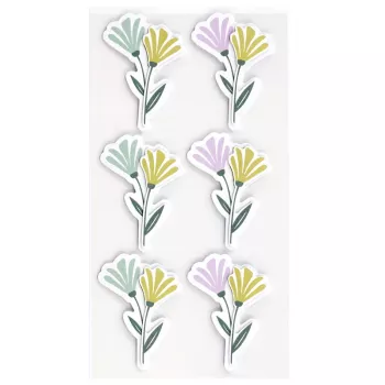 Artoz 3D Flower Paper Stickers, 6 Pieces, Self-Adhesive, Various Floral Motifs for Crafting, Scrapbooking, Card Making, Decorating, Multi-Coloured, Matte Finish 185600-222