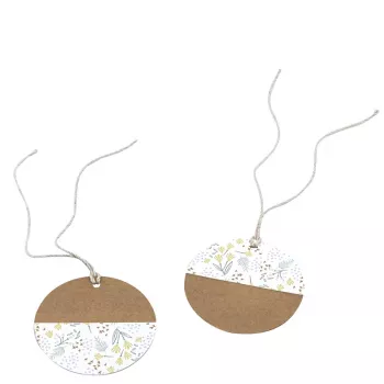 Artoz Paper Gift Tags Brown White Hangtag Set Kraft Round 6.5 cm 6 Pcs. (144500-255)