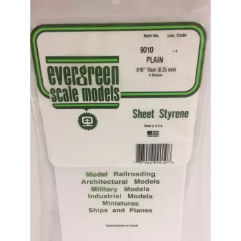 Evergreen 9010 Polystyrene Sheet 300 x 150 x 0.25 mm, White, 4-Pack