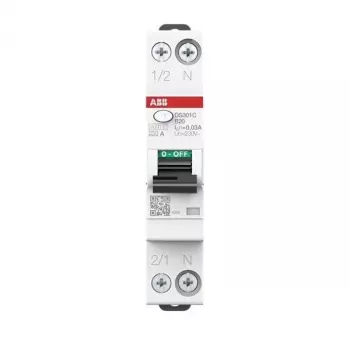 ABB DS301CA-B20/0.03 RCBO, 1P+N, 20 A, 30 mA, Type A, B Characteristic, 6 kA 2CSR255163R1205