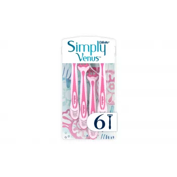 Gillette Simply Venus 3 disposable razors for women, 3 blades, MoistureRich strip, 6 pack 8006540826997