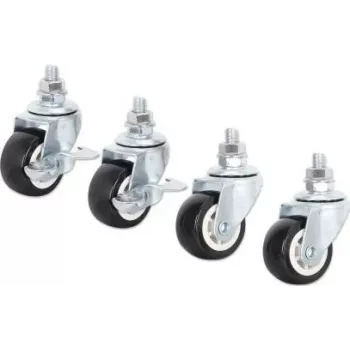 Intellinet Basic Line Castor Set for 19 inch Wall Cabinets, 4 Castors (2 Braked), 60 kg Load Capacity, Black/Silver 716819