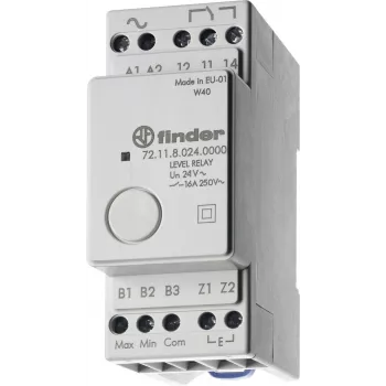 Finder 72.11.9.024.0000 level monitoring relay, 24V AC/DC, fixed 150 kΩ sensitivity, 1 CO 10A, DIN rail