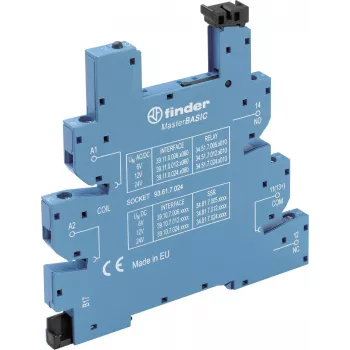 Finder Relay Socket with Retaining Clip, LED and EMC Suppression, 93.61.7.024