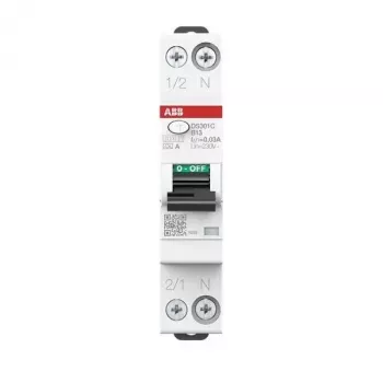 ABB DS301CA-B13/0.03 RCBO 1P+N 13A B-Curve 30mA 6kA Type A 2CSR255163R1135