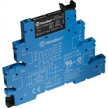 Finder Interface Relay Module 38.51.7.024.5050, 24 V DC Coil, 1 CO Contact, 6 A, Screw Terminals, DIN Rail