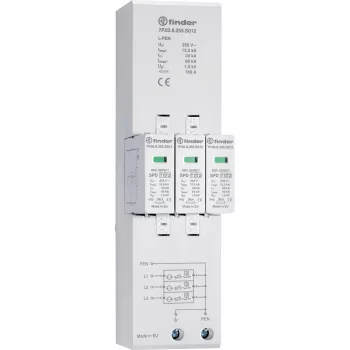 Finder 7P.03.8.255.S012 Type 1+2 Surge Arrester for Three-Phase TN-C Systems (7P038255S012)