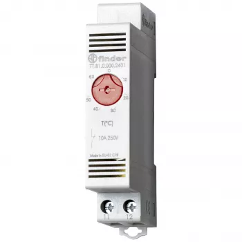 Finder Enclosure Thermostat 7T.81.0.000.2402, 1 NC Contact, 250 V AC, 10 A, 0-60 °C, DIN Rail