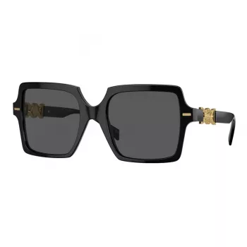 Versace VE4441 GB1-87 Women's Sunglasses, Rectangular, Black/Grey, 55mm
