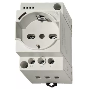 Finder 7U.00.8.230.0000 DIN Rail Schuko Socket, 230 V AC, 16 A, Grey RAL 7035