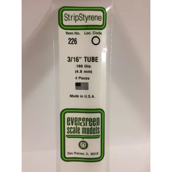 Evergreen 226 Polystyrene Tube 4.8 mm x 350 mm (4 pcs.)